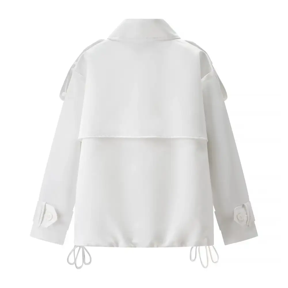 Polished Drawstring Waist Trench Coat