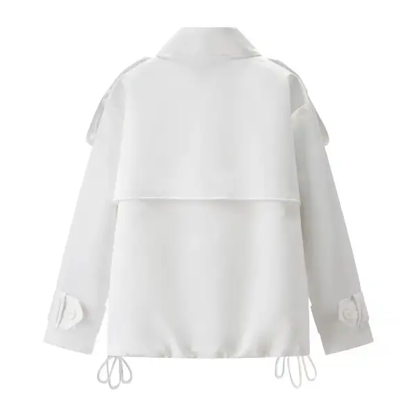 Polished Drawstring Waist Trench Coat