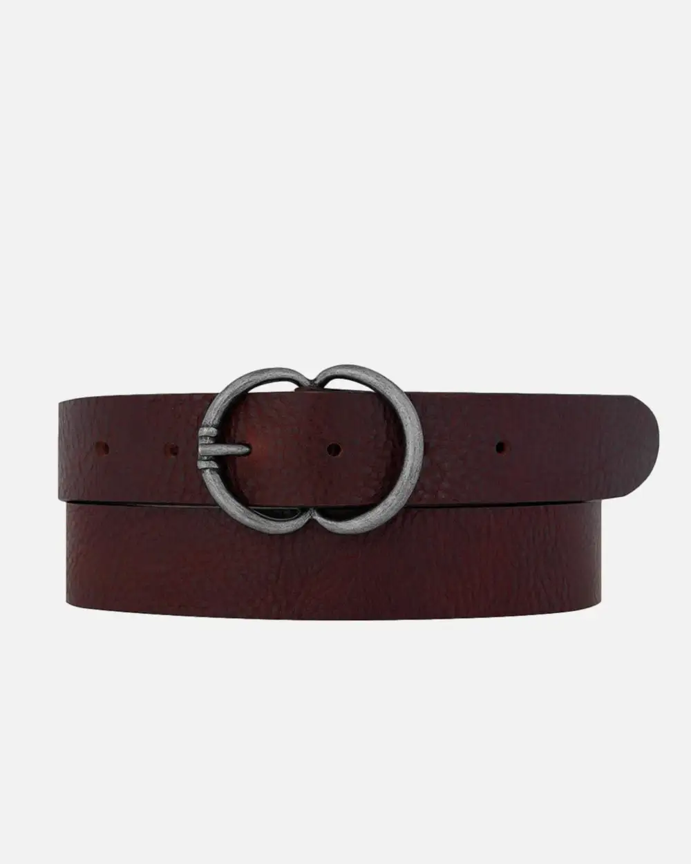 Double C Ring Buckle Leather Waist Belt