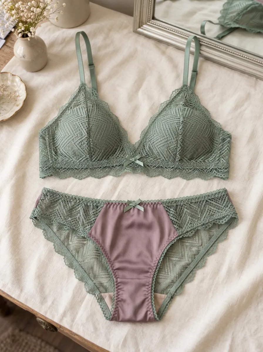Women's Geometric Lace Bowknot Geometric Lingerie Set