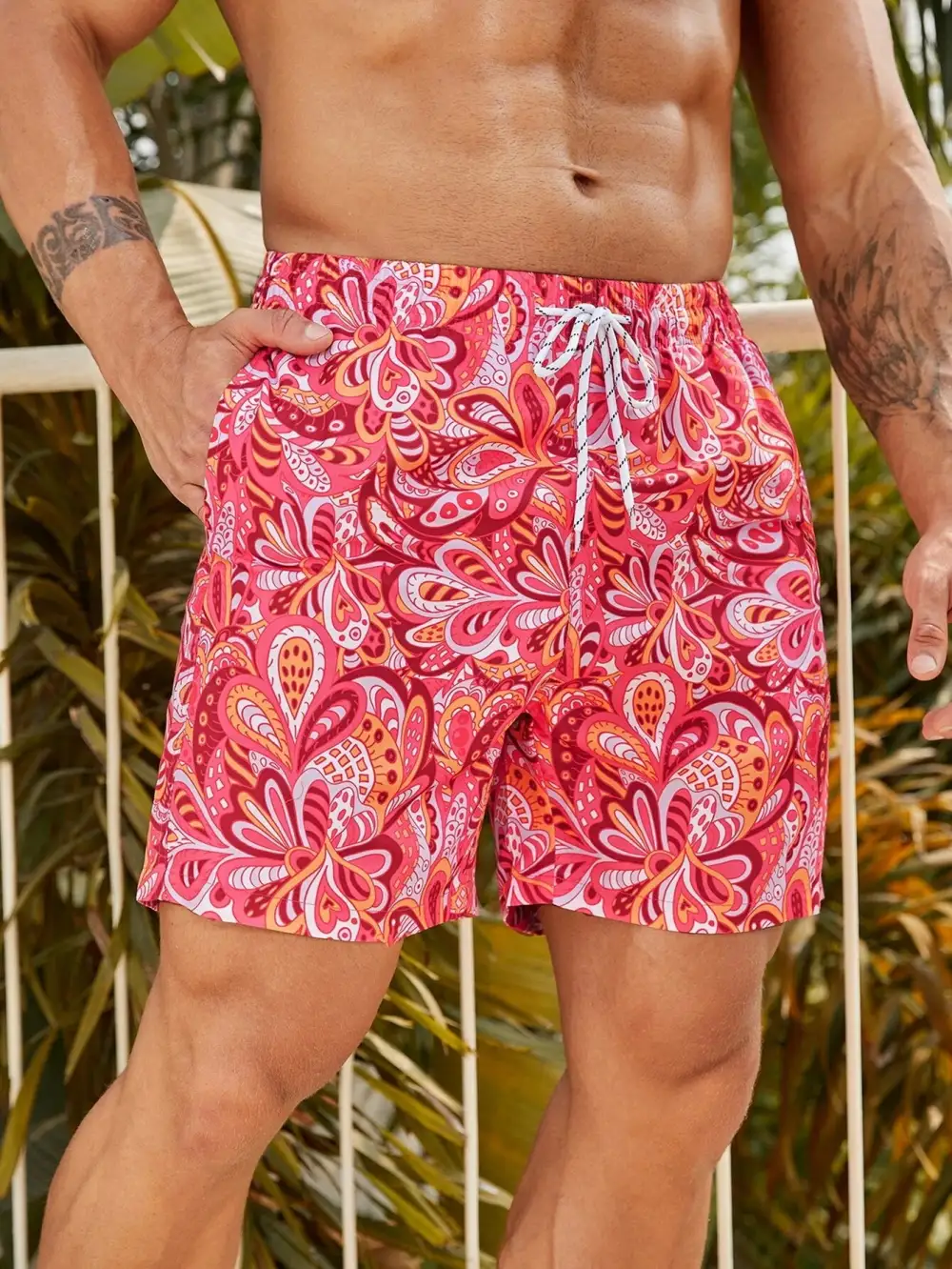 Men's Drawstring Pocket Beach Shorts