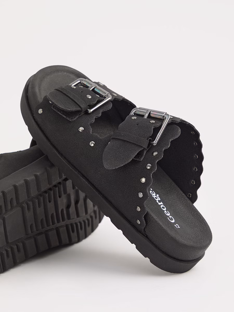 Black Studded Double Strap Sandals detail 1
