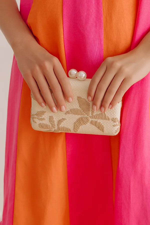 Woven Raffia Hard-Shell Clutch