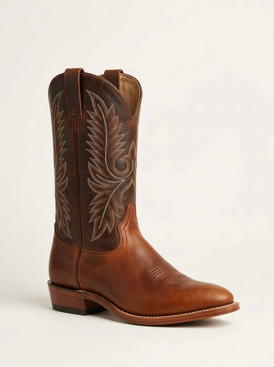 Men's Two-Tone Pointed-Toe Cowboy Boots