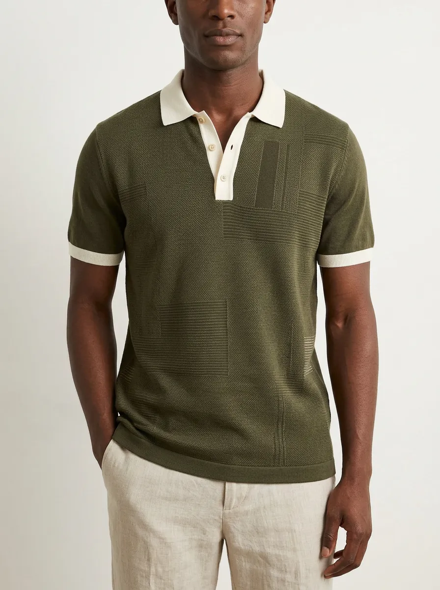 Geometric Knit Men's Polo Shirt