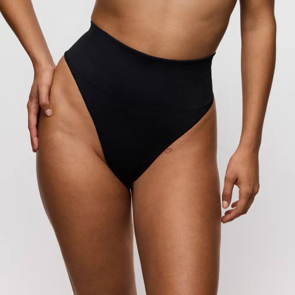 Women's High Waist Elastic Waistband Cotton Gusset Cotton Shaping Soft Fabric Supportive Fit Tanga Panty