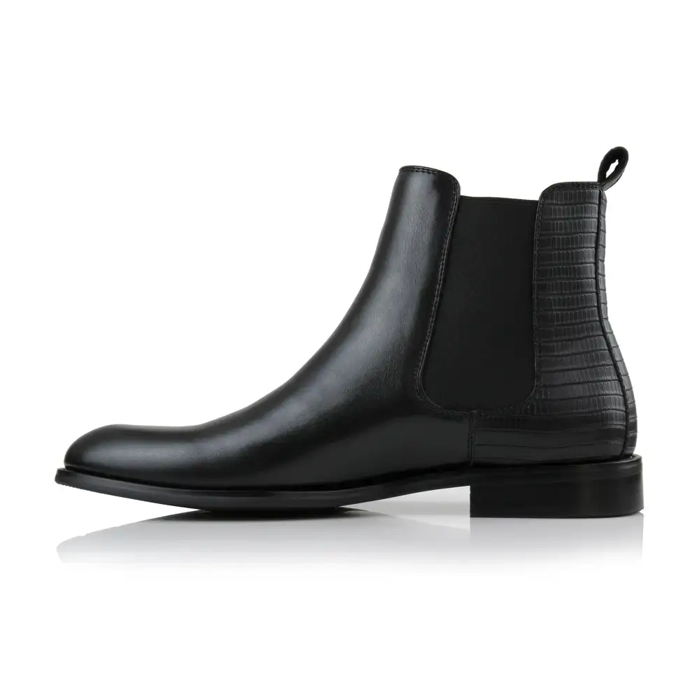 Refined Faux-Leather Slip-On Elastic-Side Chelsea Boots