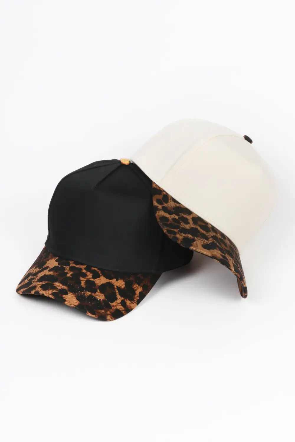 Leopard Print Two Tone Five Panel Panel Baseball Cap