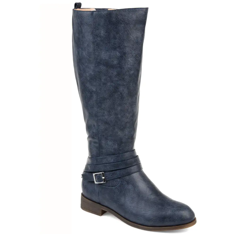 Layered Strap Mid Calf Boots