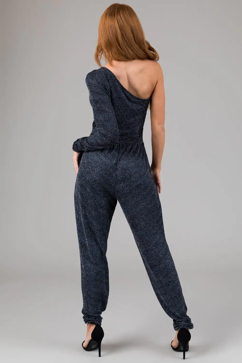 And Cobalt One Shoulder Sparkle Jumpsuit