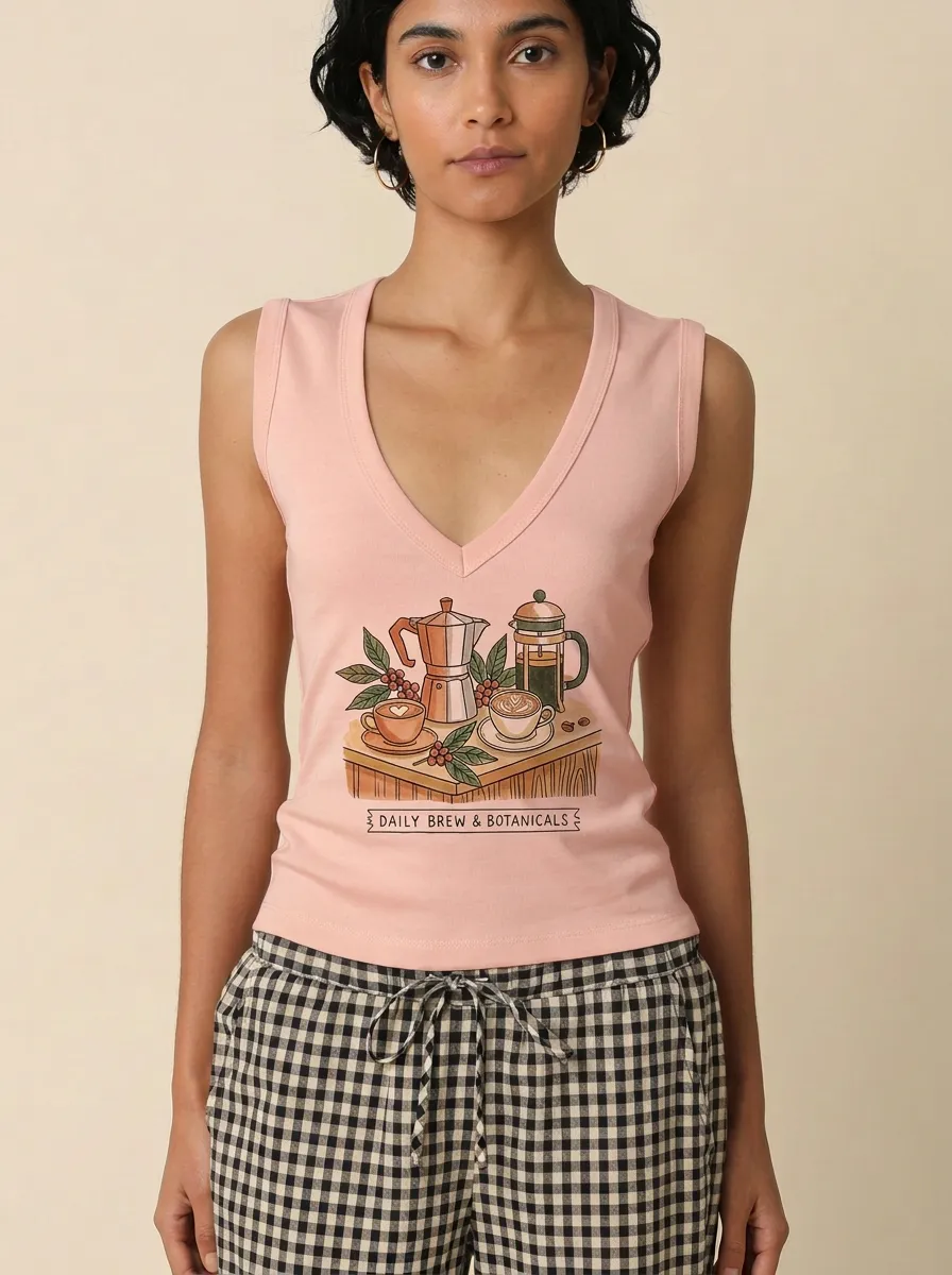 Women's Coffee Daily Brew Botanicals Graphic Tank Top