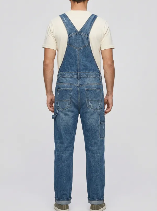 Men's Street Washed Denim Bib Overalls