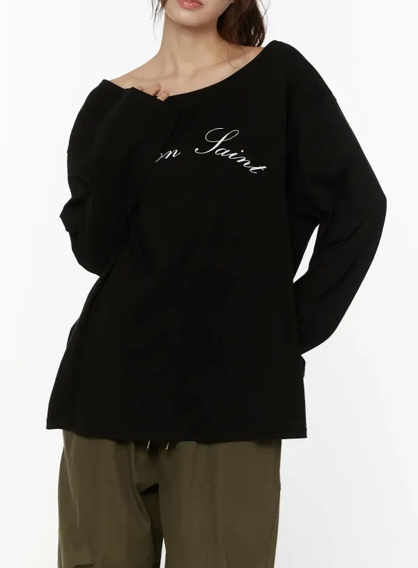 Oversized Typography Relaxed-Fit Top
