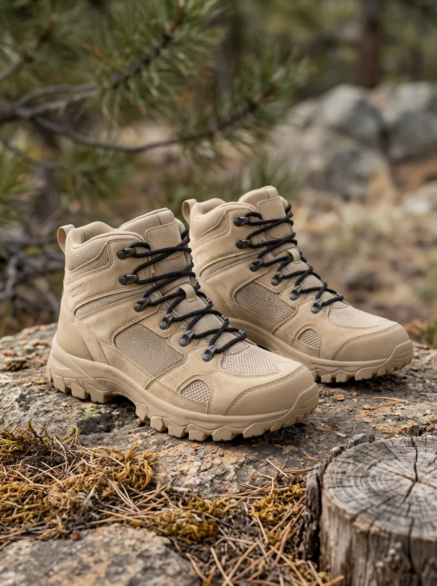 Unisex Outdoor Hiking Enthusiast Tan Tactical Printed Boots