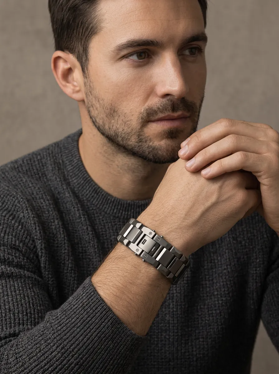 Men's Minimalist Industrial Matte Finish Link Bracelet