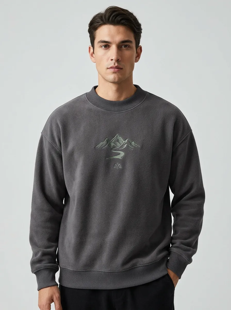 Men's Charcoal Landscape Fleece Sweatshirt