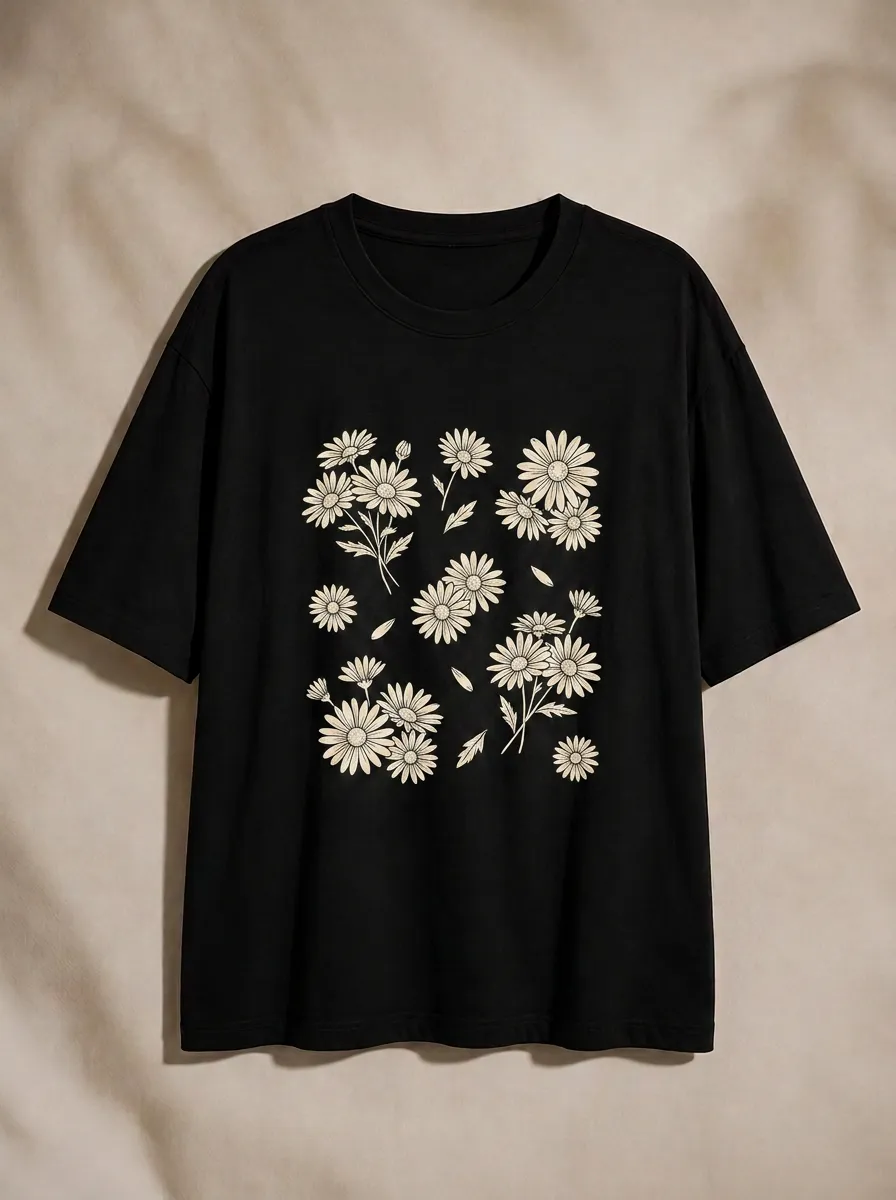 Women's Floral Aesthetic Daisy Printed T-shirt