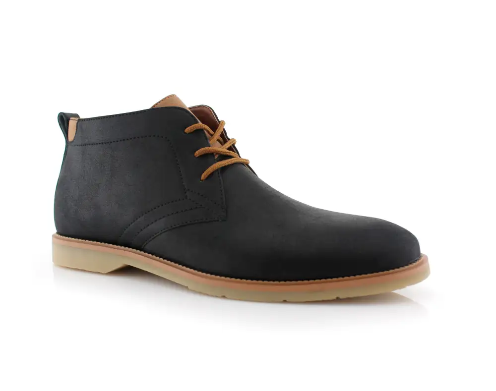Faux-Leather Lace-Up Chukka Boots