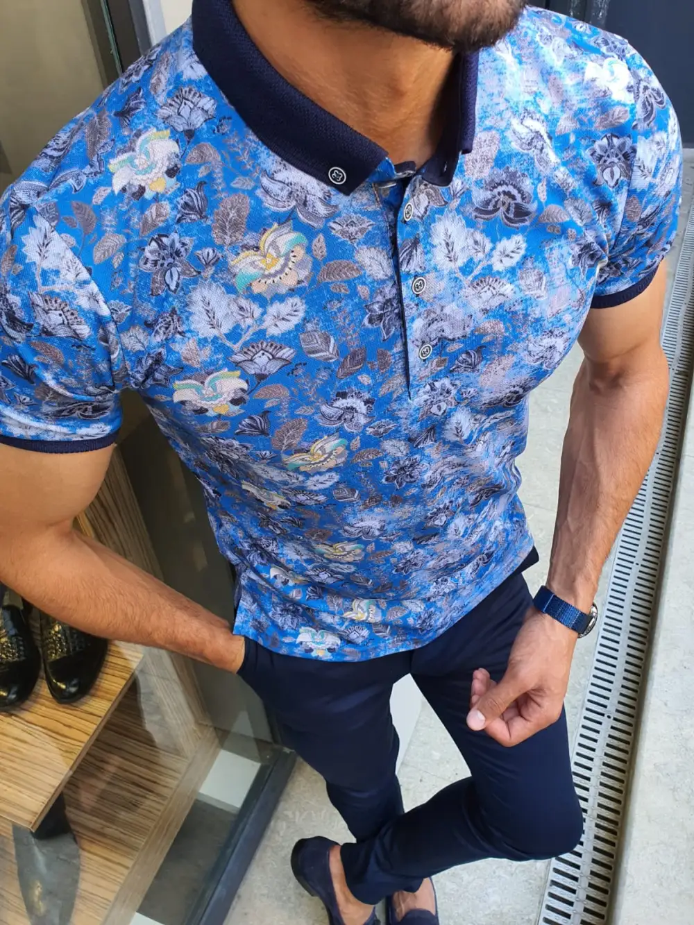 Classic Button Collar Slim Fit Cotton Polo Shirt