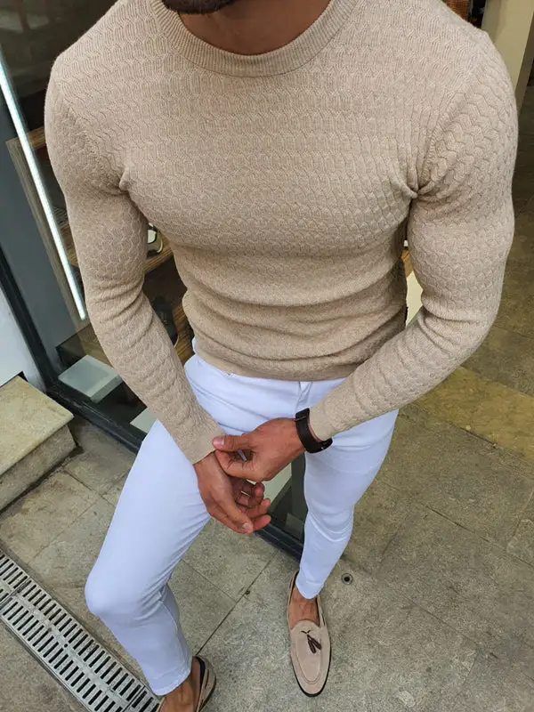 Classic Crew Neck Slim Fit Knit Sweater