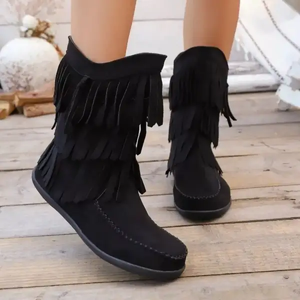 Refined Fringe Round Toe Boots
