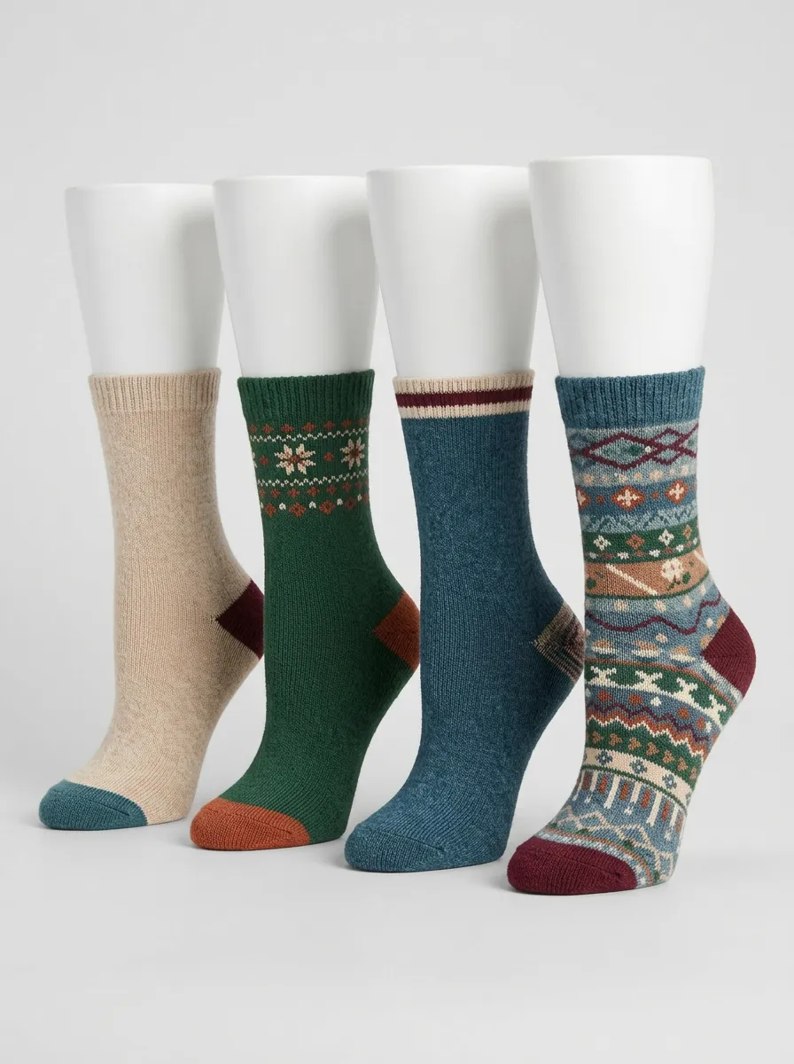 Nature Inspired Vintage Four-Pair Casual Socks