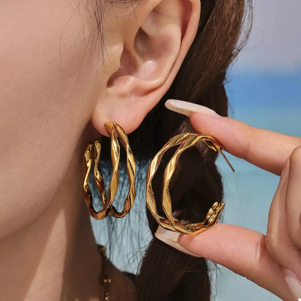 Chunky Twisted Hoop Earrings
