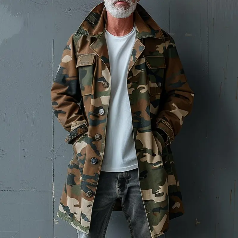 Tailored Wool Camo Coat