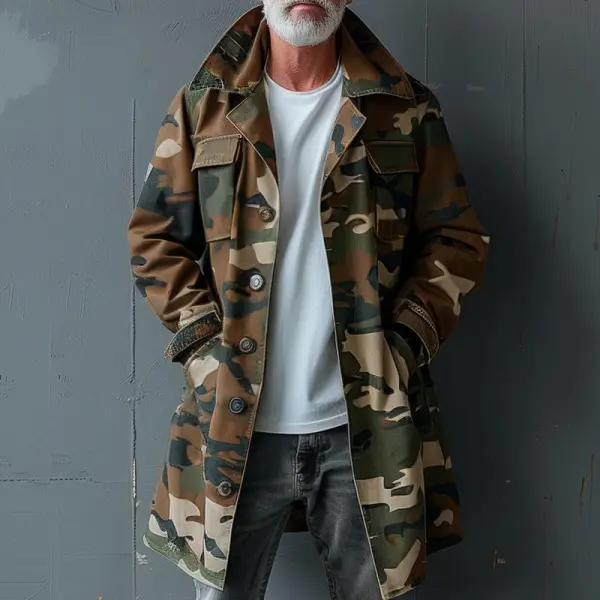 Tailored Wool Camo Coat