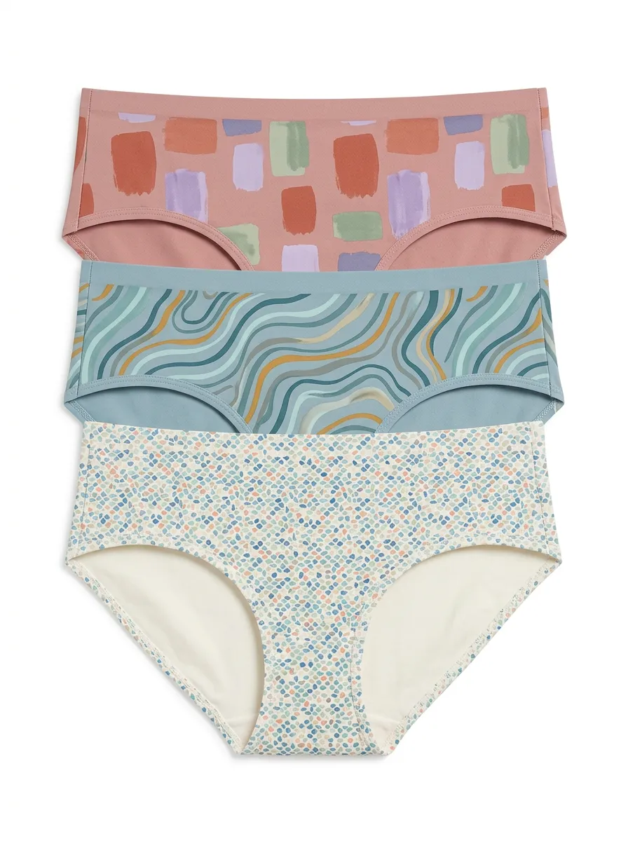 Women's Abstract Art Geometric Pattern Printed Three-Pack Briefs