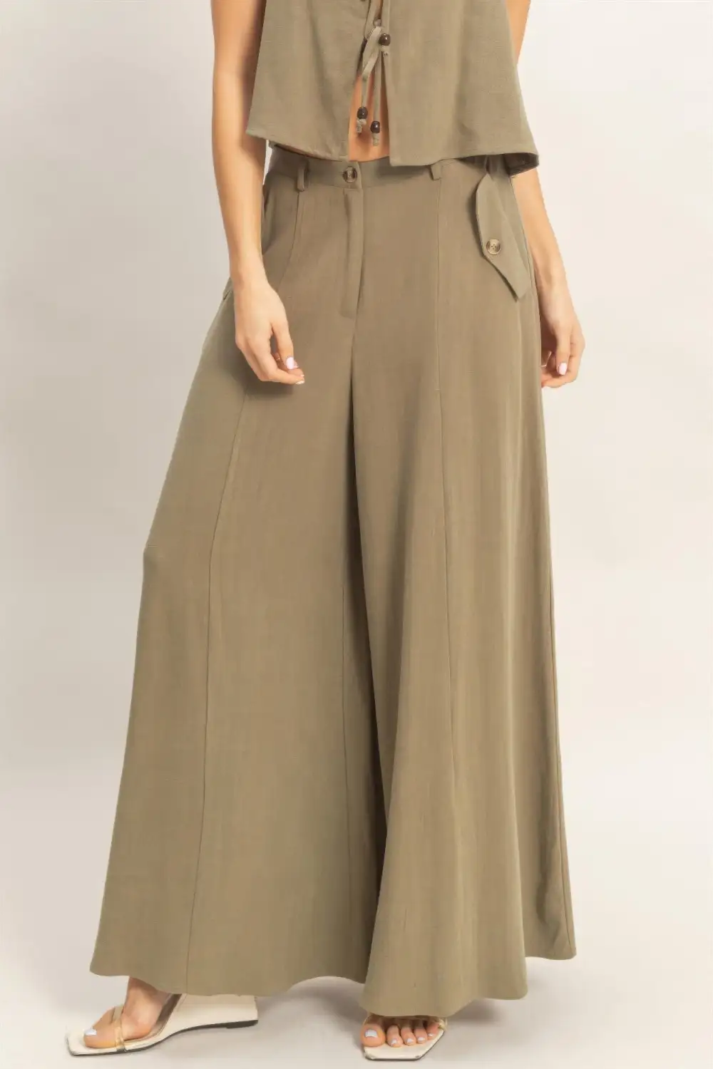 Wide Leg Flap Pocket Pants