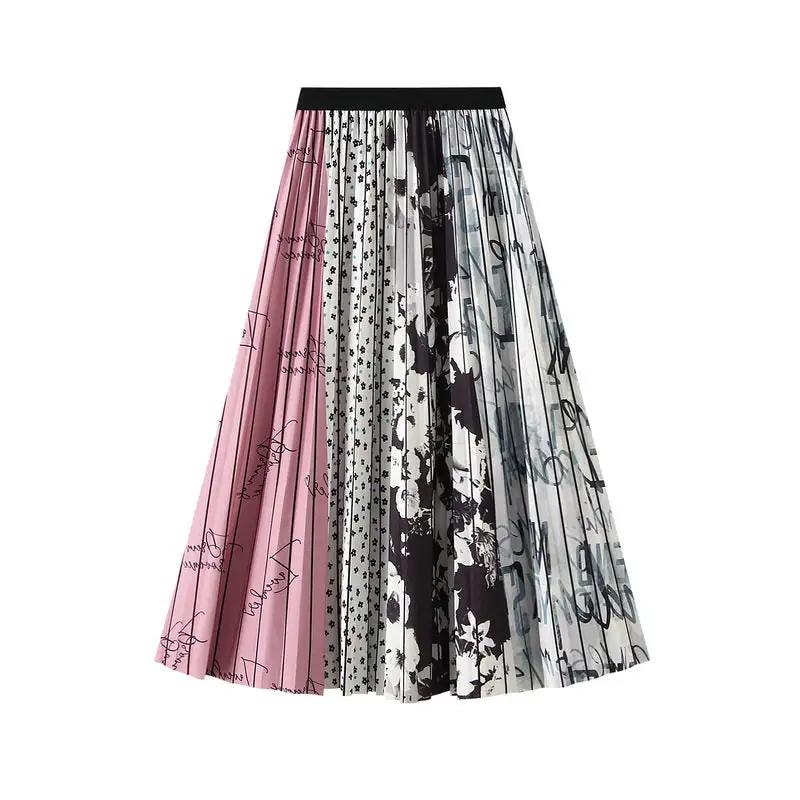 Contemporary Graffiti Midi Pleated Skirt