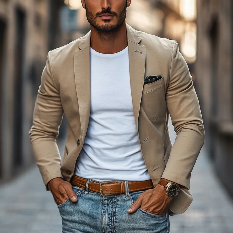 Cotton Structured Button Blazer