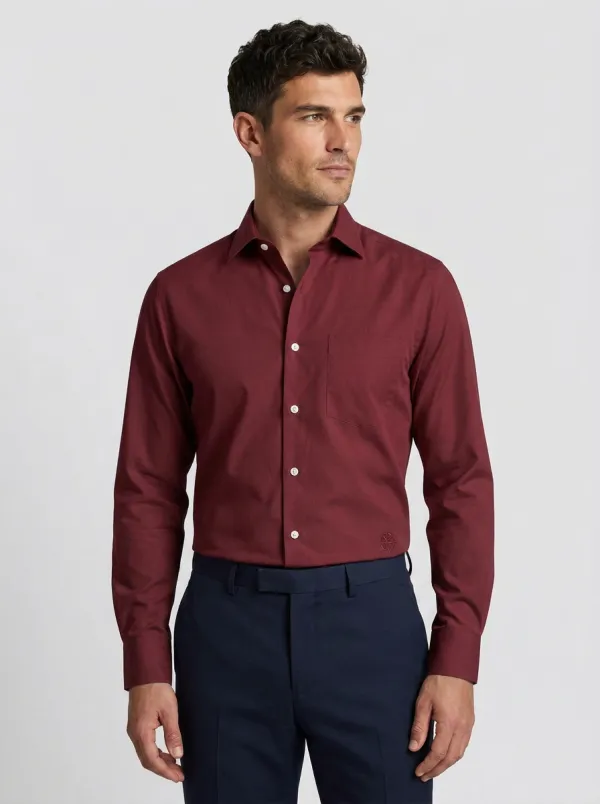 Men's Non-Iron Cotton Compass Printed Dress Shirt