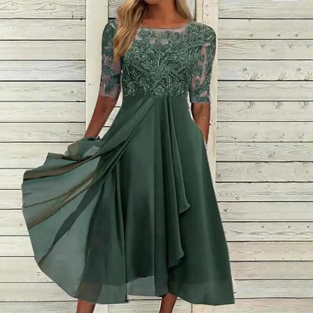 Lace Embroidered Cocktail Dress