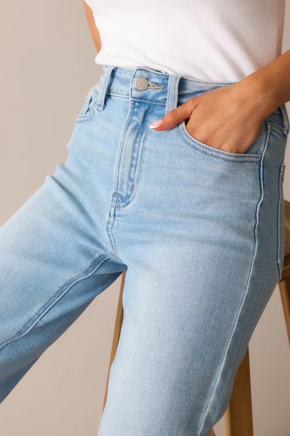 The Clouds Light Wash Cropped Wide Leg Jeans