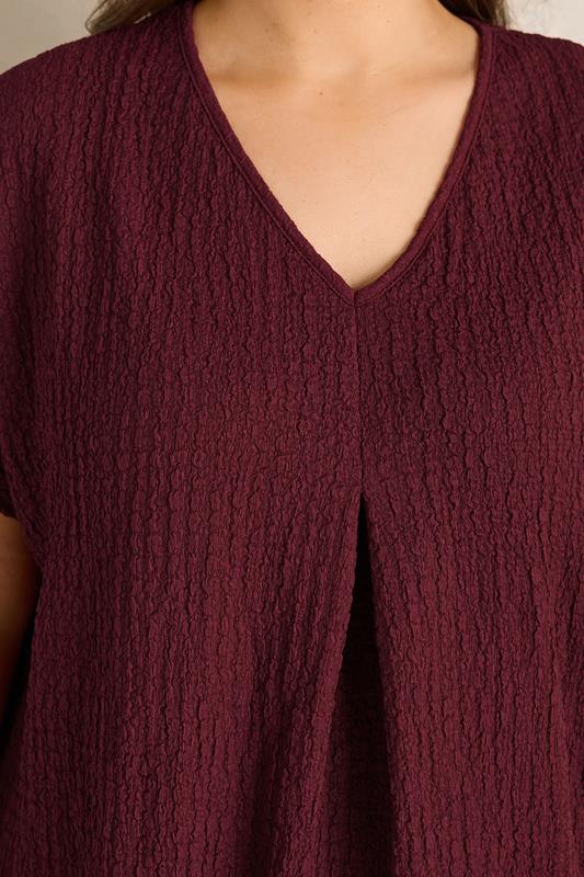 Berry Red Pleat Front Swing Top detail 3