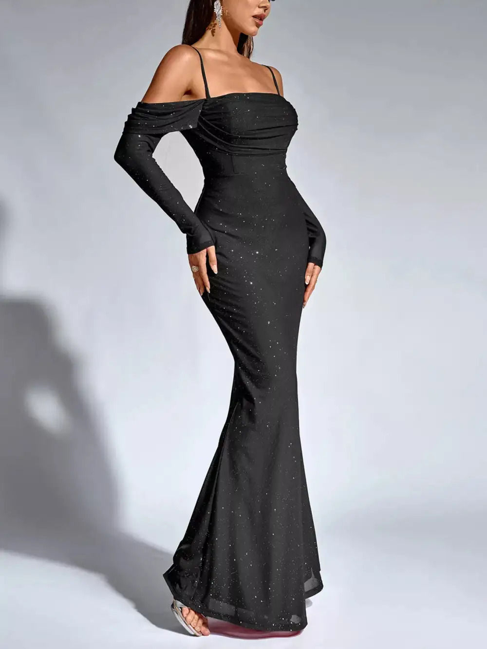 Smooth Finish Ruched Long Sleeve Maxi Dress