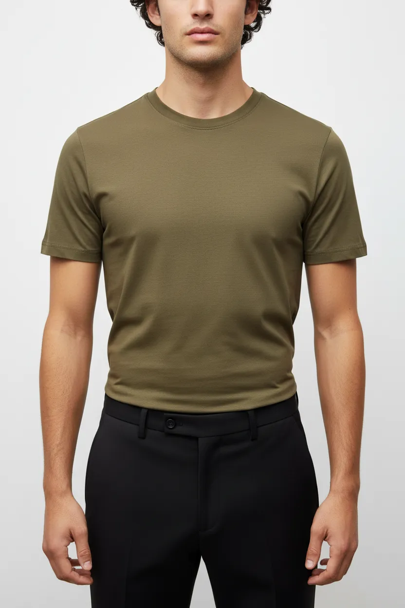 Polished Round Neck Cotton Essential T-Shirt
