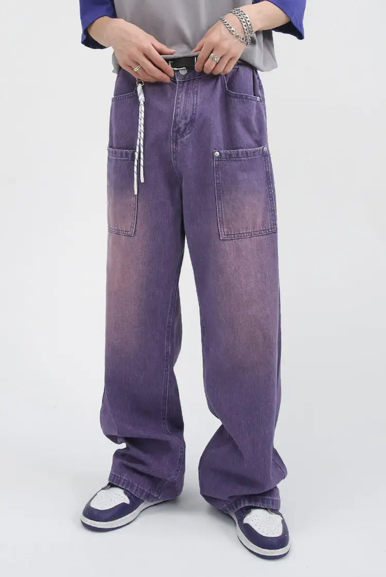 Wide Leg Carpenter Jeans With Front Utility Pockets