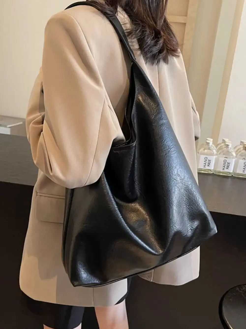 Faux Leather Tote Bag