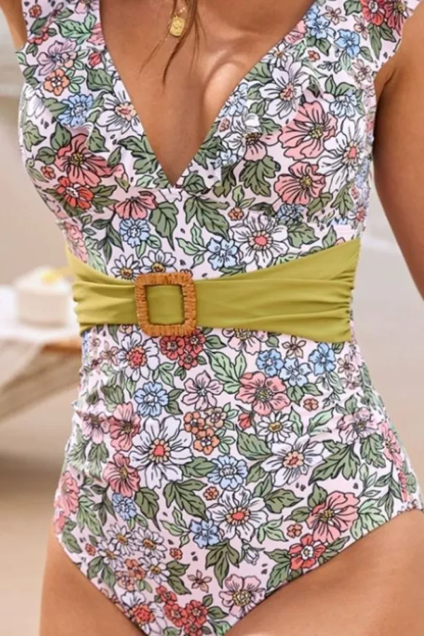 Tropic Ruffle Floral One Piece Swimsuit
