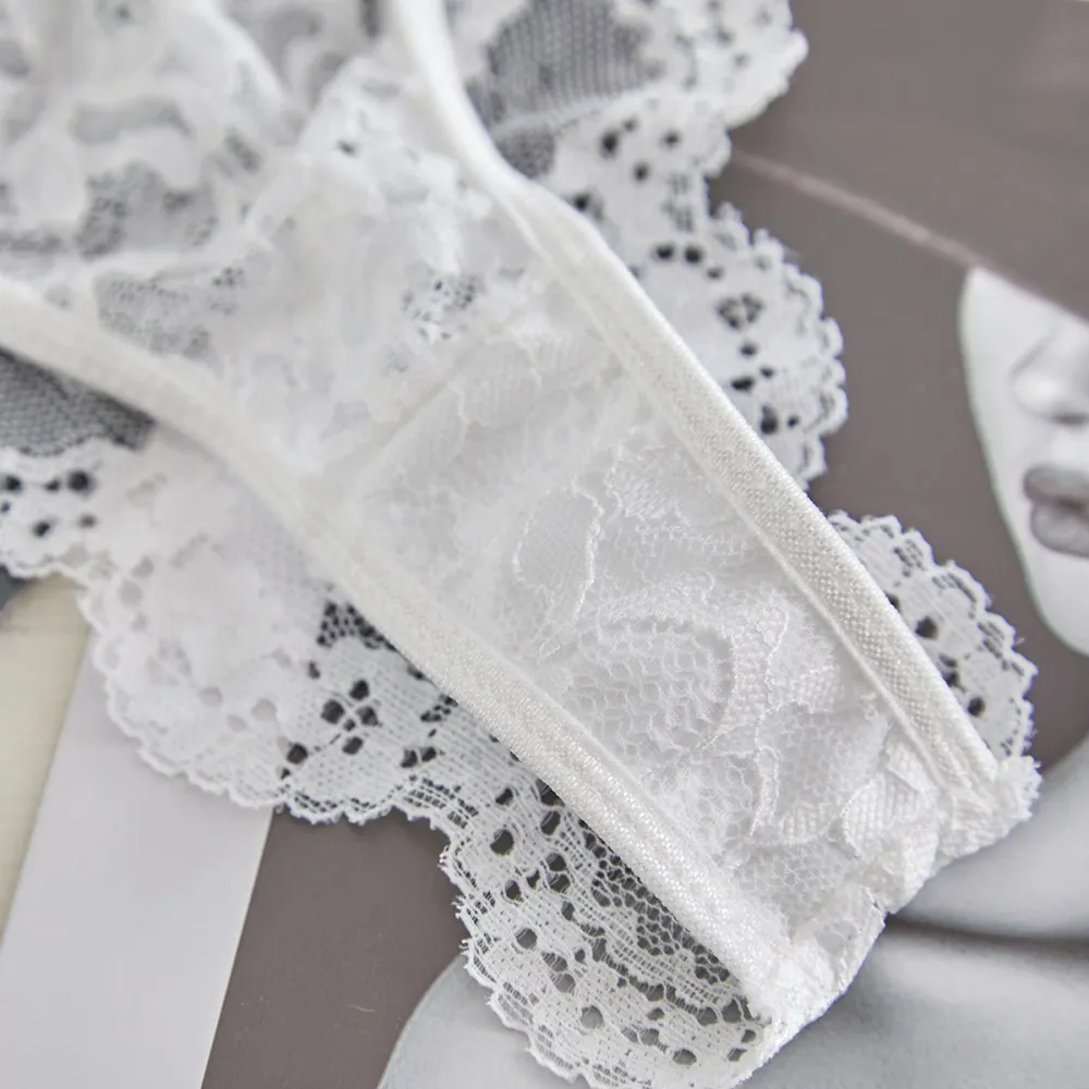 Sheer Lace Suspender Bra And Panty Set