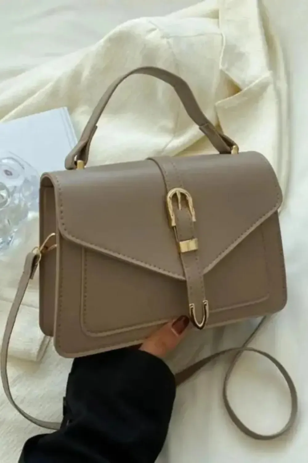 Structured Crossbody Shoulder Bag Top Handle