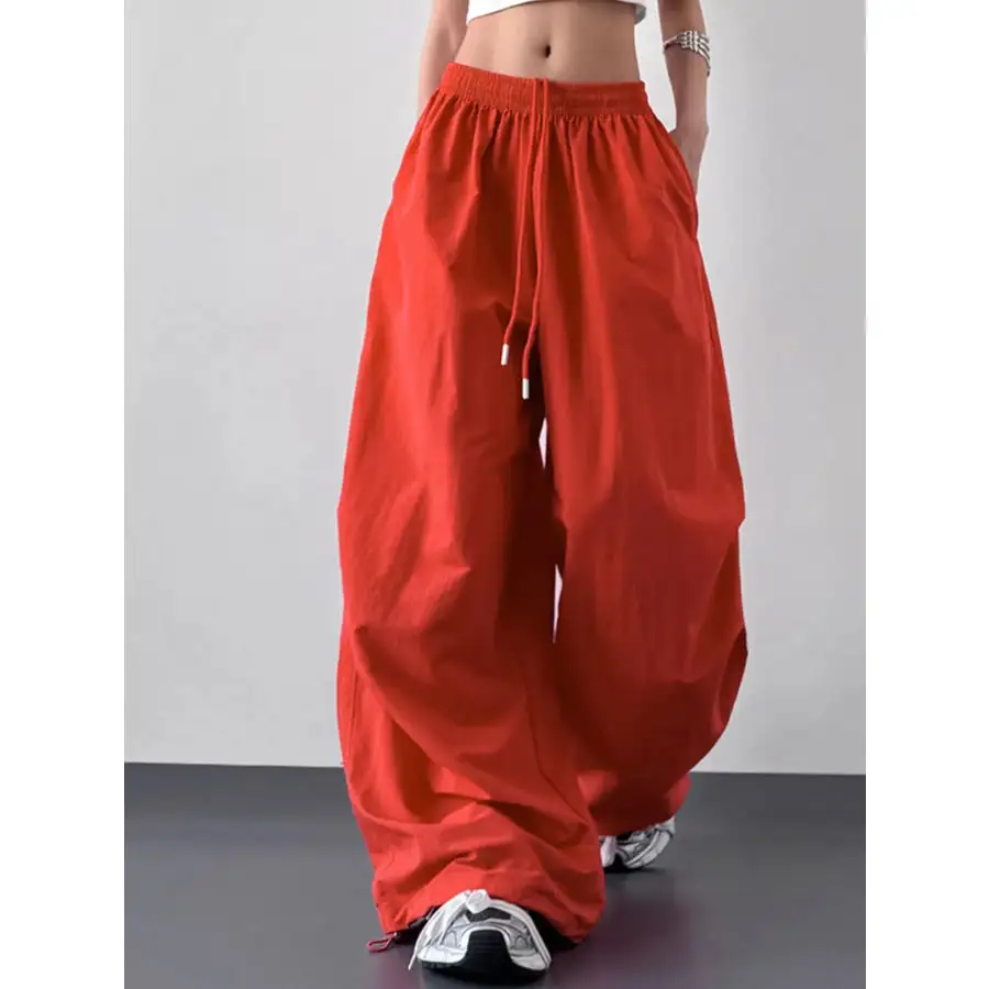 Simple Wide Leg Drawstring Pants