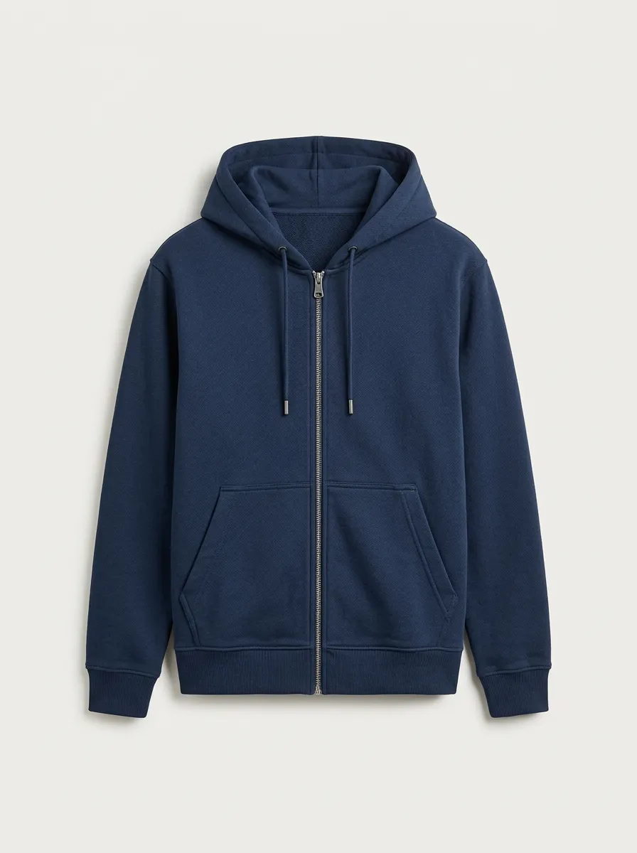 Modern Zip-Up Minimalist Solid Finish Men's Hoodie