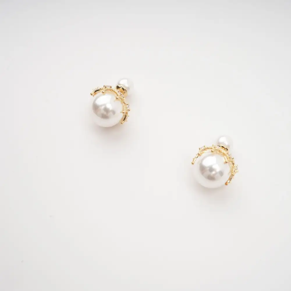faux-pearl stud earrings