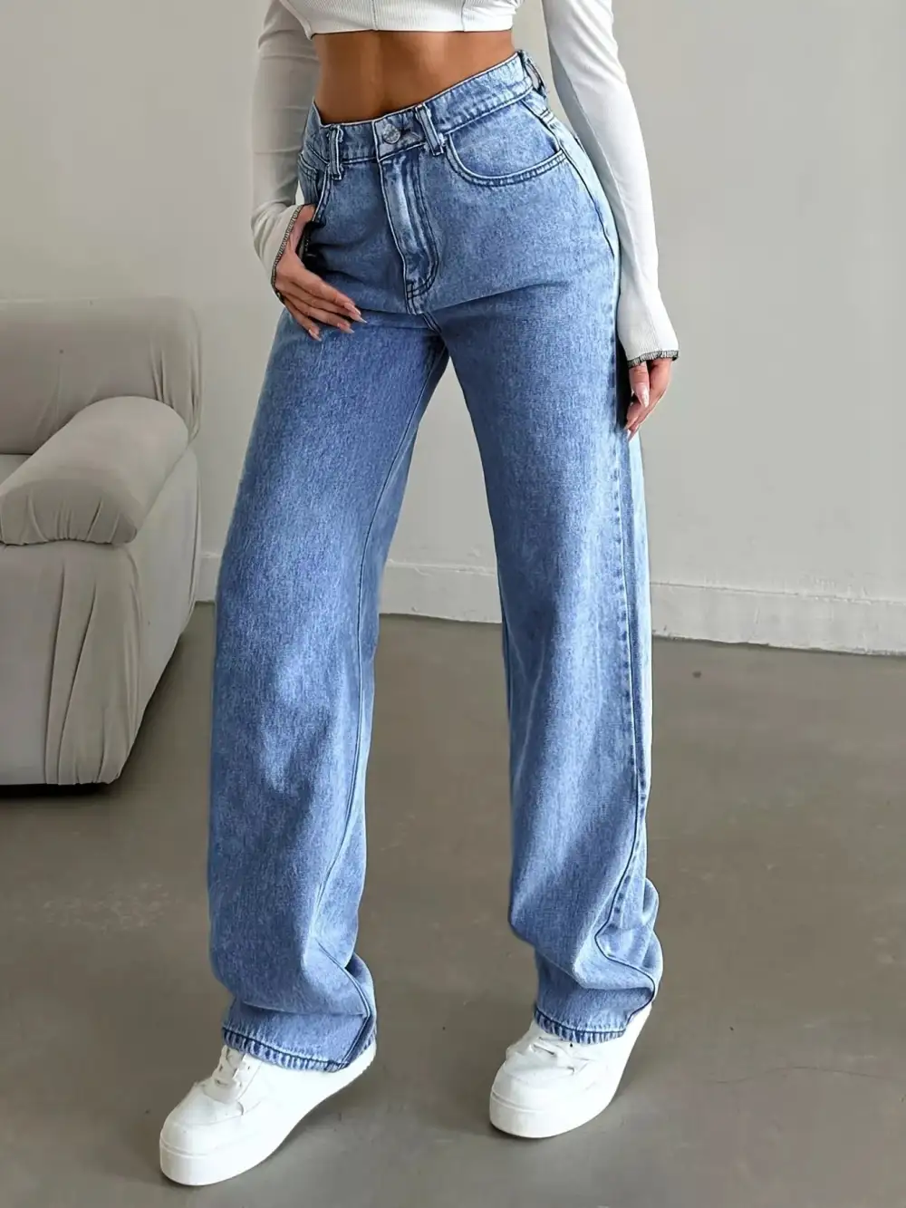 High Waist High Rise Wide Leg Jeans