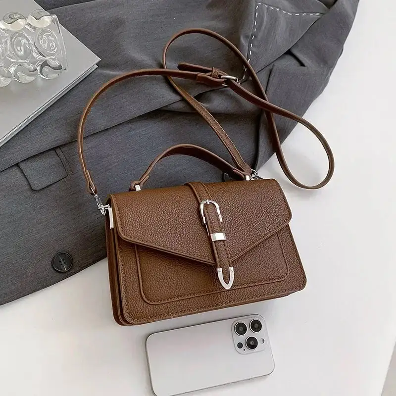 Classy Brown Pebbled Leather Satchel Bag