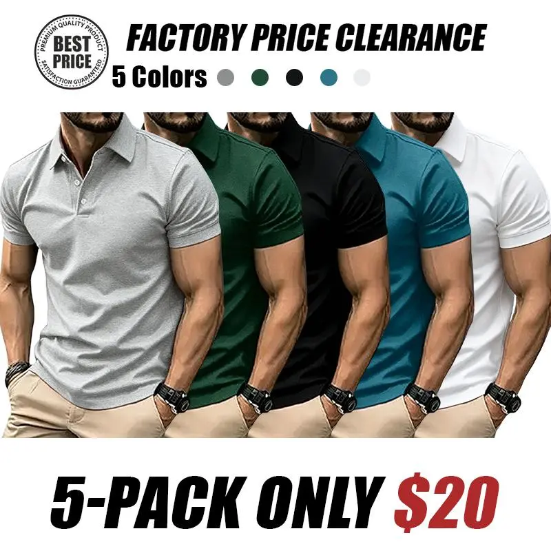 Men’s Casual Business Polo Shirts, Simple and Comfortable, Skin-Friendly Polyester Fabric with Slight Stretch